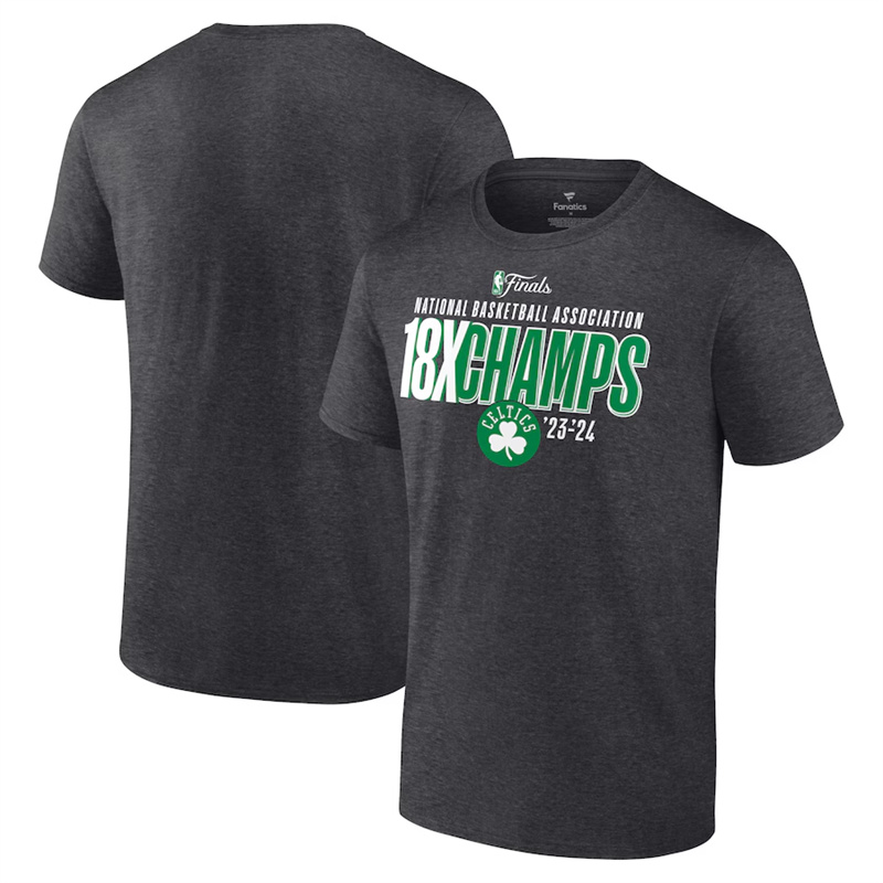 Men's Boston Celtics Heather Charcoal 18-Time Finals Champions Steal the Ball T-Shirt -